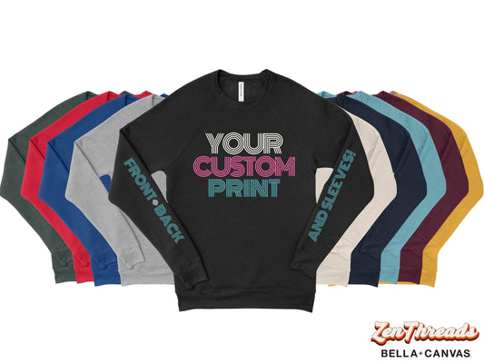 Custom Bella Canvas Sweatshirt Raglan Crewneck 3901 : Personalized Photo Art
