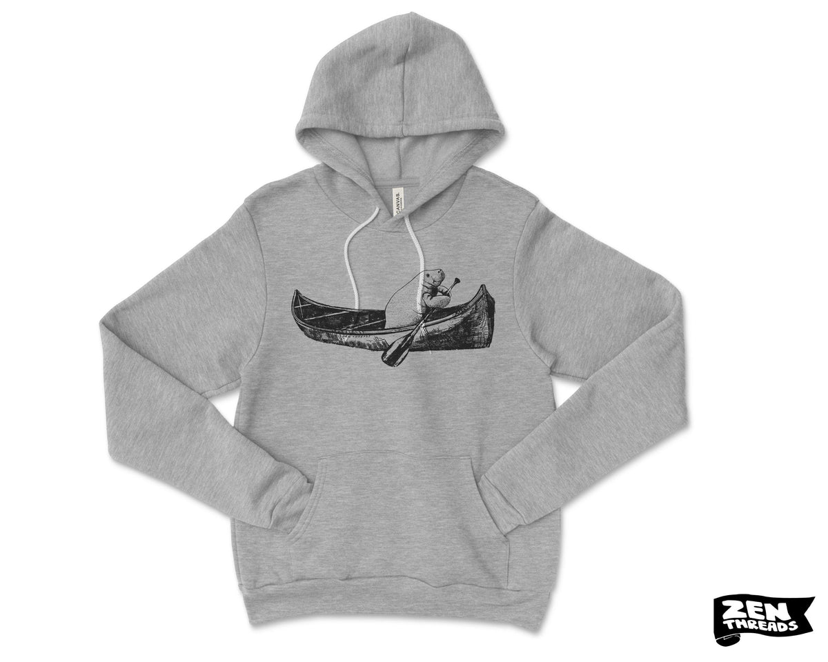 Unisex Pullover Hoody MANATEE (in a Canoe) Soft Fleece Sweatshirt Eco printed (More Colors)