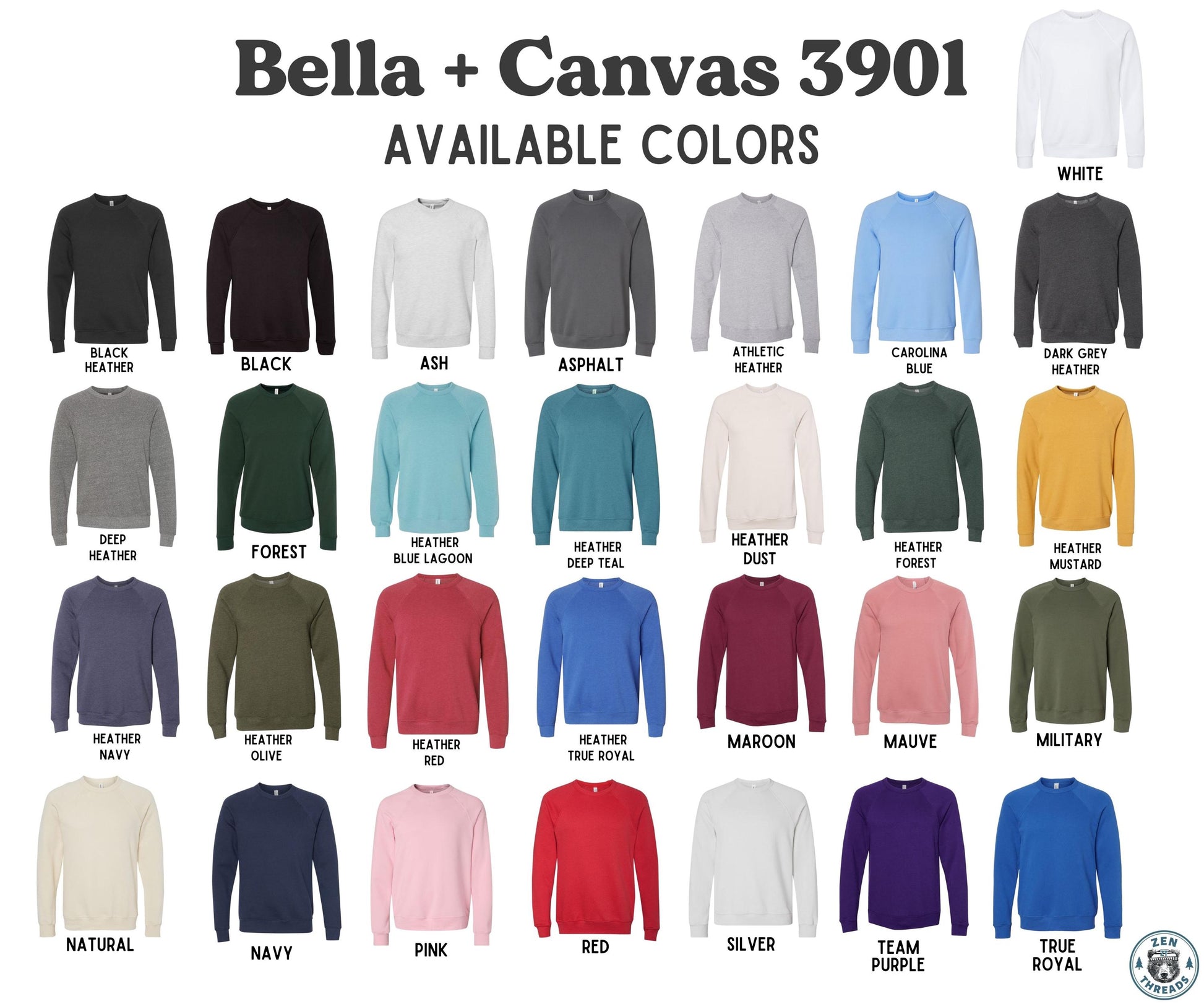 Custom Bella Canvas Sweatshirt Raglan Crewneck 3901 : Personalized Photo Art