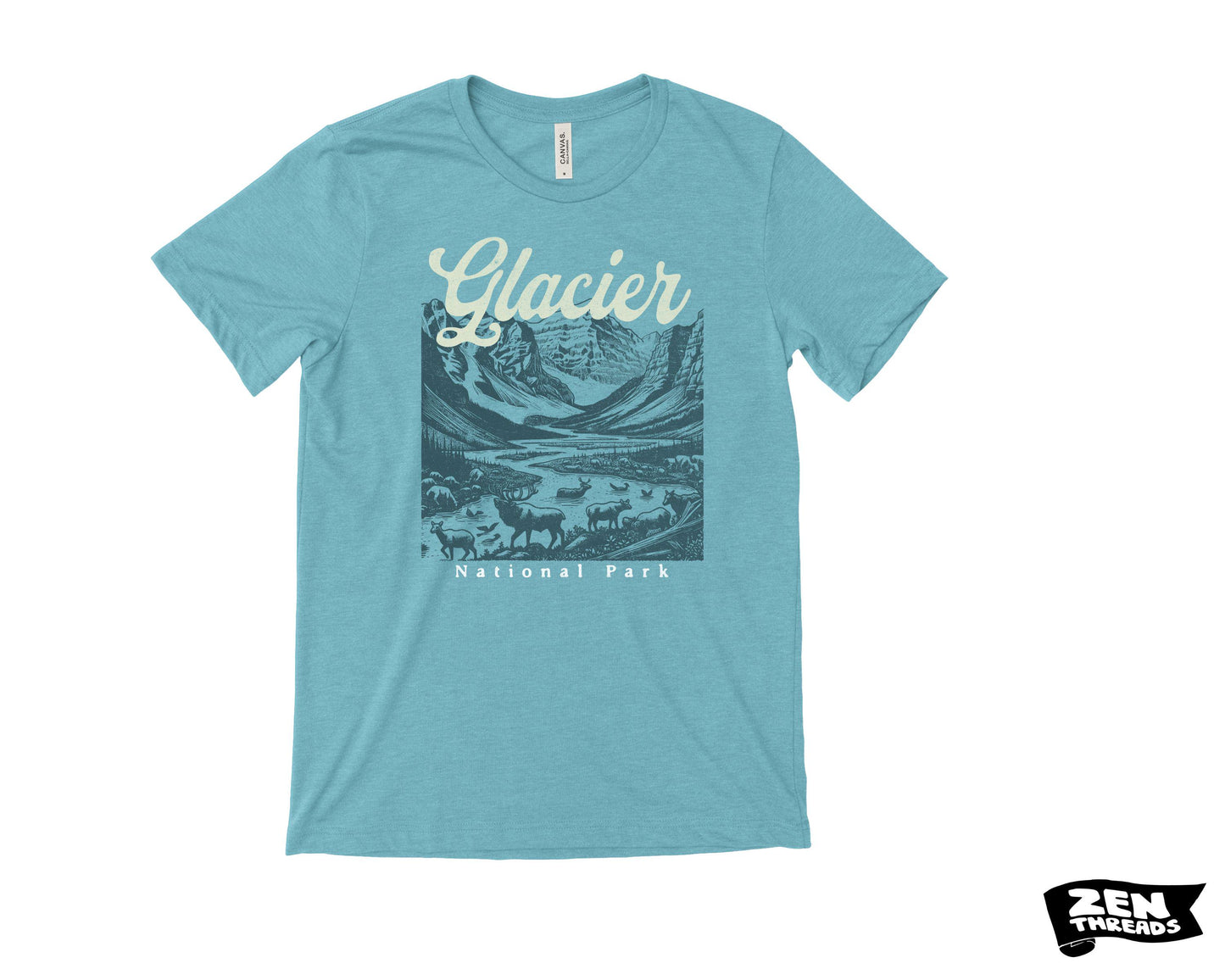Glacier National Park T-Shirt: Unisex Bella Canvas Hiking Tee