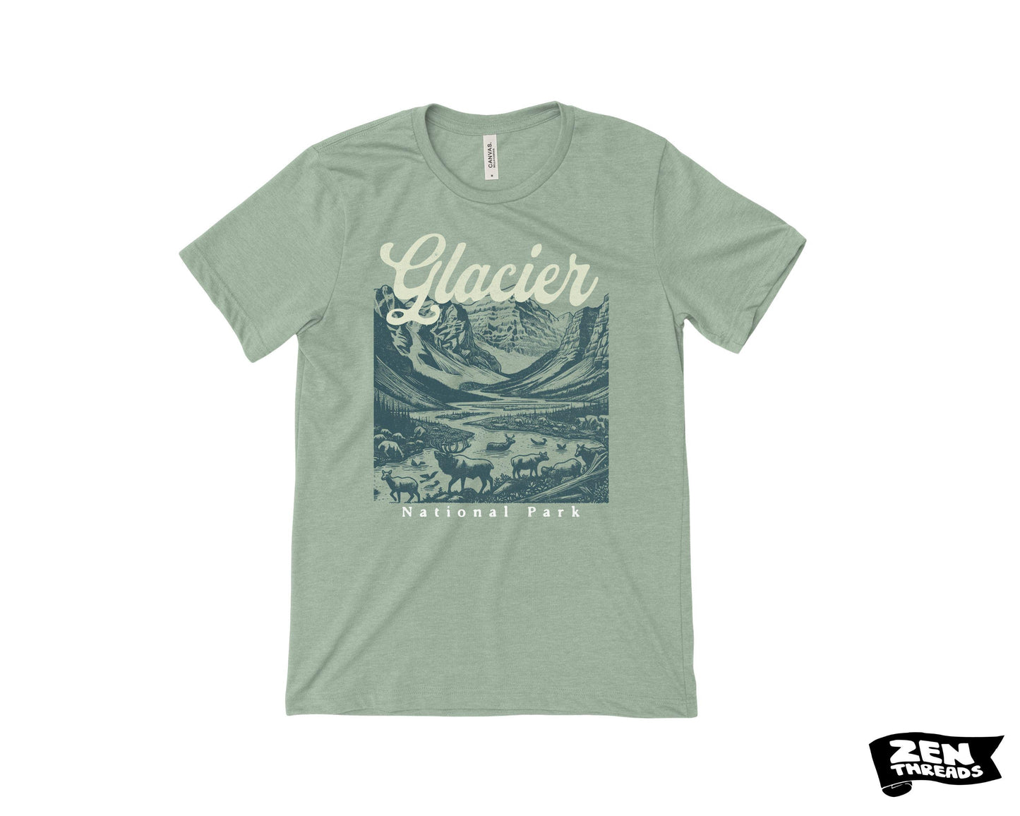 Glacier National Park T-Shirt: Unisex Bella Canvas Hiking Tee