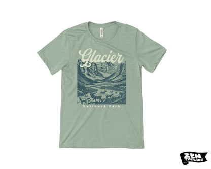 Glacier National Park T-Shirt: Unisex Bella Canvas Hiking Tee