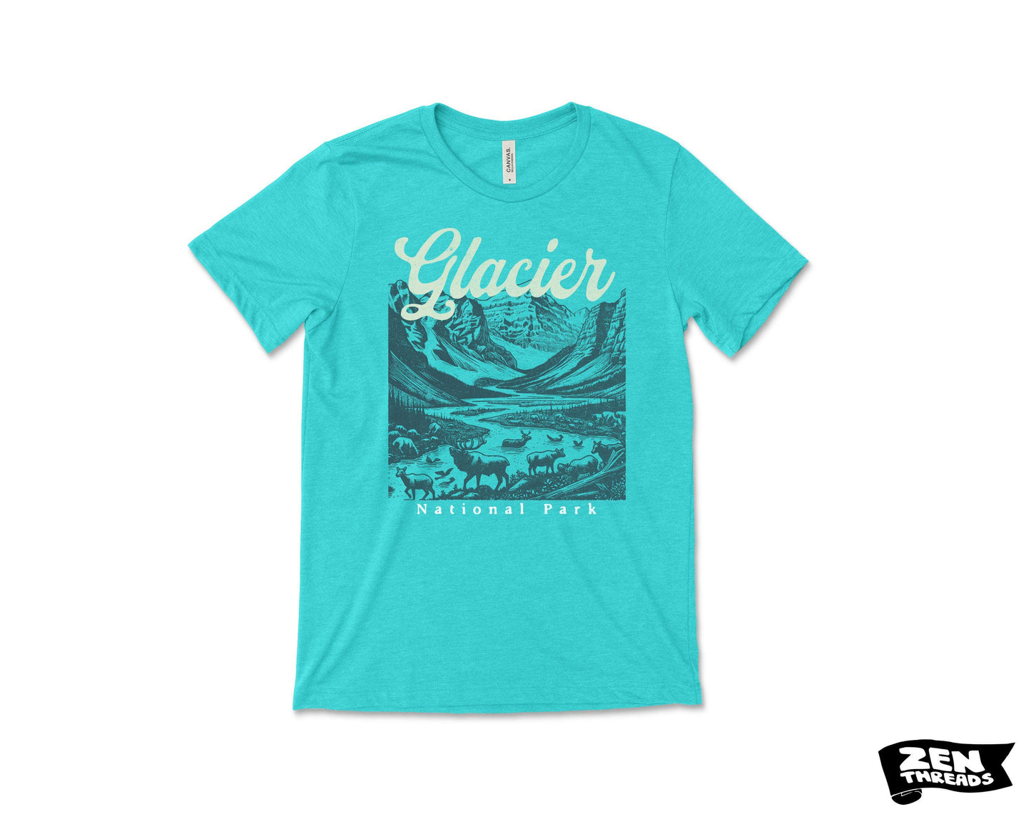 Glacier National Park T-Shirt: Unisex Bella Canvas Hiking Tee