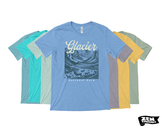 Glacier National Park T-Shirt: Unisex Bella Canvas Hiking Tee