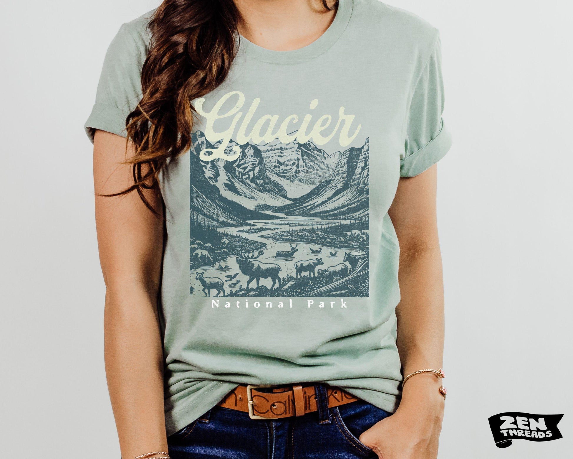 Glacier National Park T-Shirt: Unisex Bella Canvas Hiking Tee
