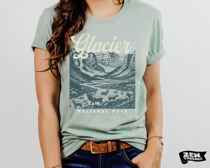 Glacier National Park T-Shirt: Unisex Bella Canvas Hiking Tee