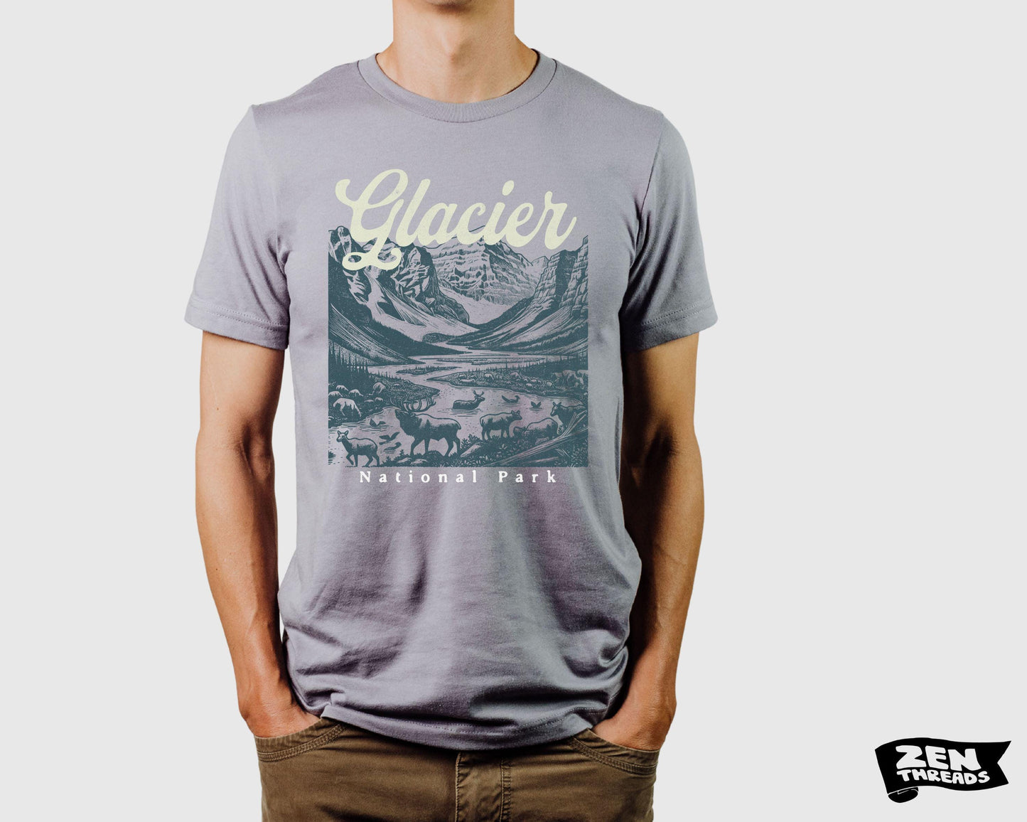 Glacier National Park T-Shirt: Unisex Bella Canvas Hiking Tee