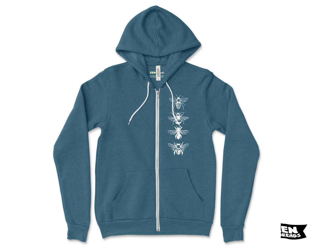 BEES Full Zip Unisex Fleece Hoodie - Eco Printed - Bella Canvas 3739 - Honey Gift