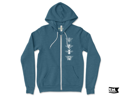 BEES Full Zip Unisex Fleece Hoodie - Eco Printed - Bella Canvas 3739 - Honey Gift