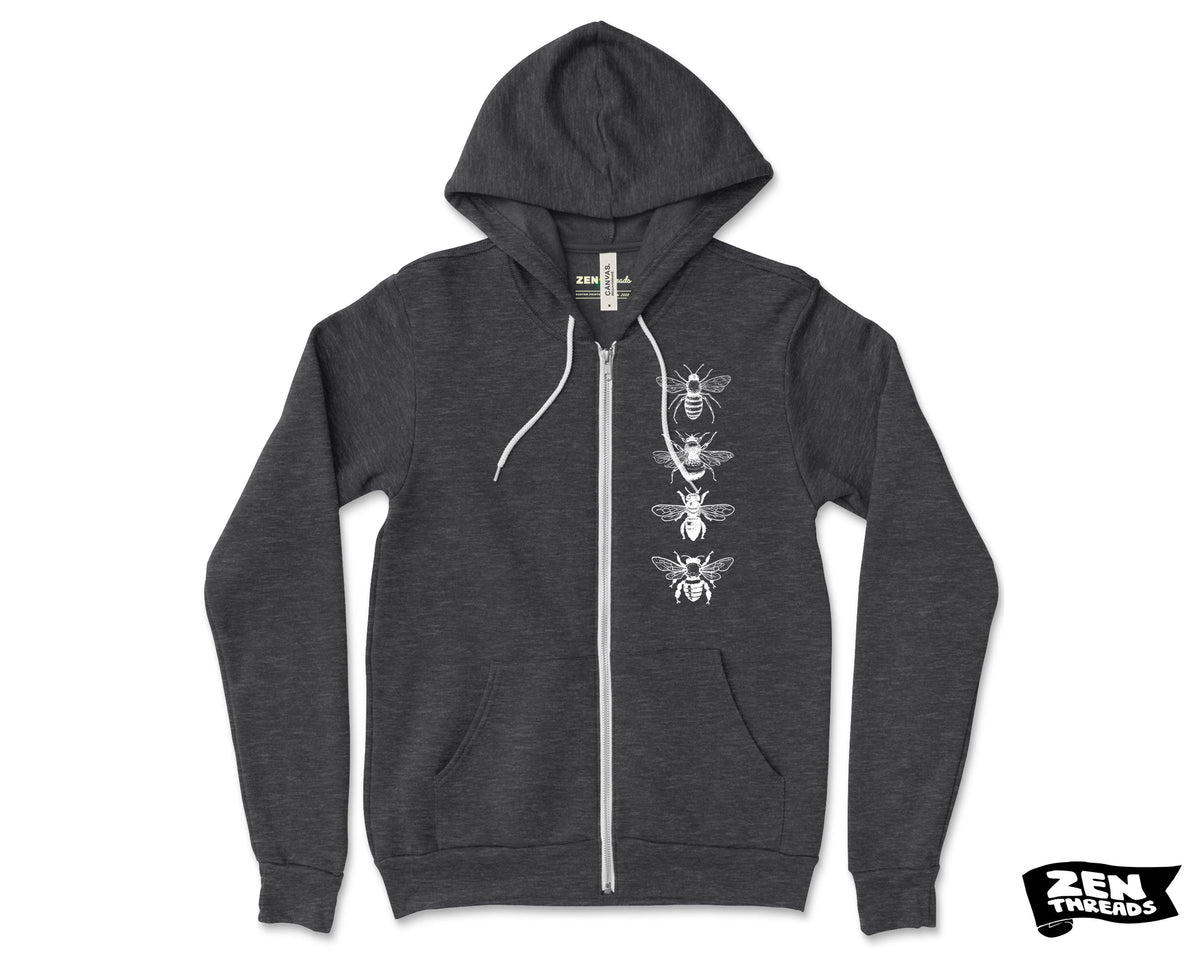 BEES Full Zip Unisex Fleece Hoodie - Eco Printed - Bella Canvas 3739 - Honey Gift