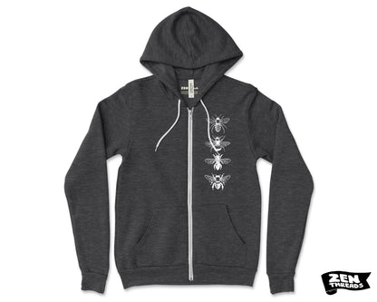 BEES Full Zip Unisex Fleece Hoodie - Eco Printed - Bella Canvas 3739 - Honey Gift