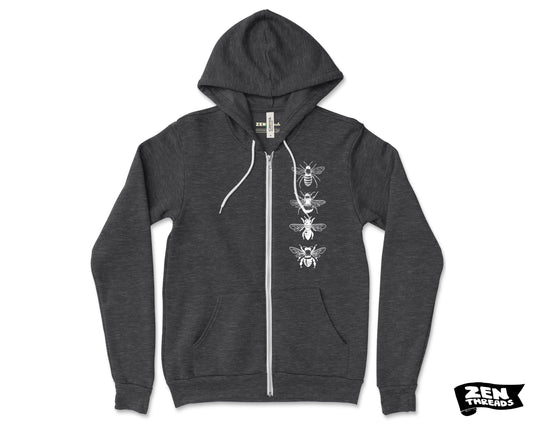 BEES Full Zip Unisex Fleece Hoodie - Eco Printed - Bella Canvas 3739 - Honey Gift