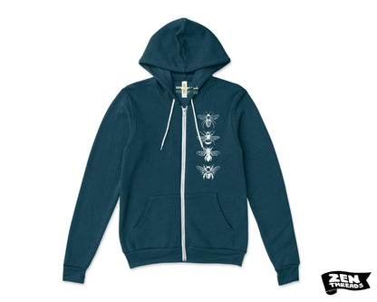 BEES Full Zip Unisex Fleece Hoodie - Eco Printed - Bella Canvas 3739 - Honey Gift