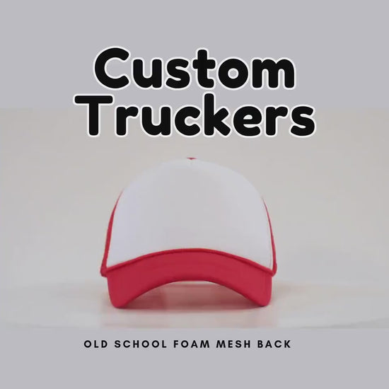 Custom Printed Trucker Old school foam front mesh back unisex O/S your logo printed full color team business group bachelor bachelorette