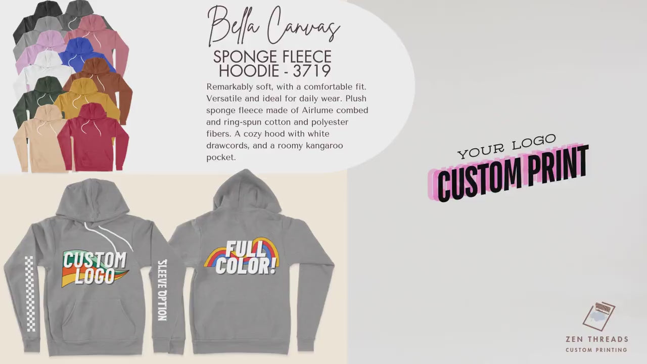 Bella Canvas Custom Print - Unisex 3719 Hoody pullover personalized photo art graphic hooded sweatshirt mens womens team party group art