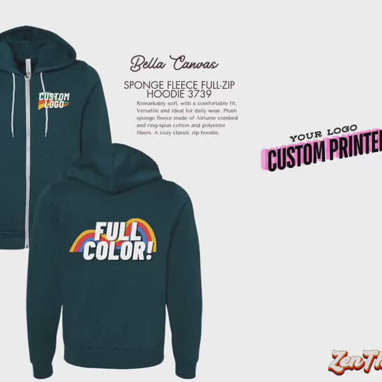 Custom Bella Canvas 3739 Zip Unisex Hoodie: Personalized Photo Art