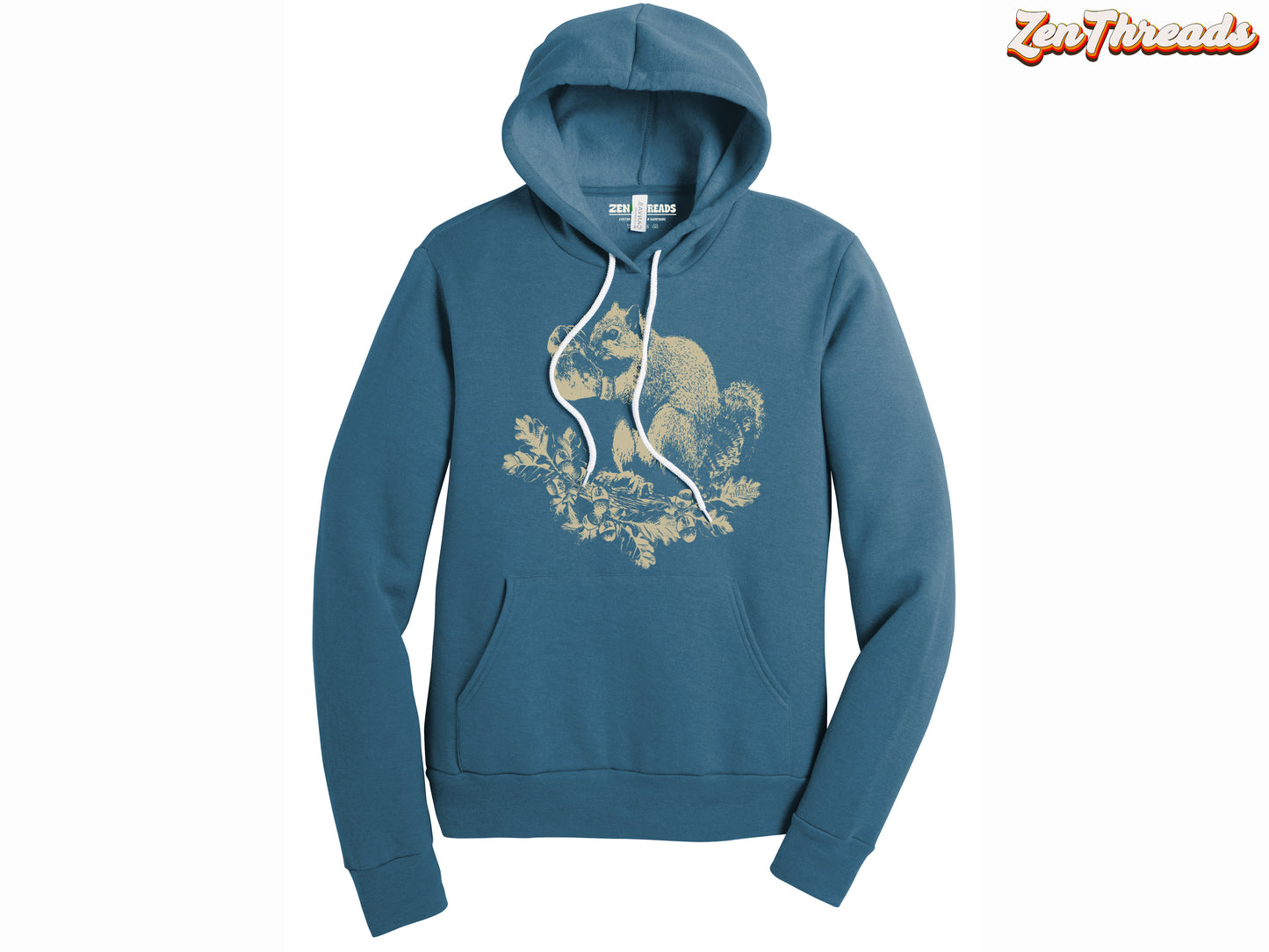 a blue hoodie with a picture of a bear on it