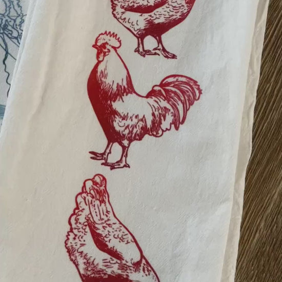 Large Flour Sack Towel Rooster birds Bar Kitchen Gift Organic Natural Cotton tea towel gift