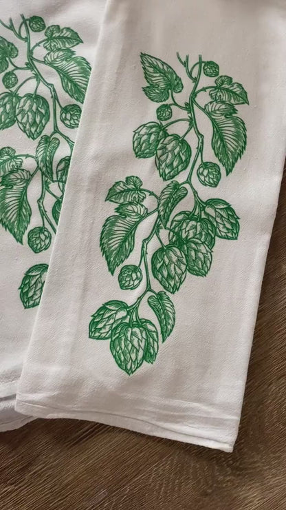 Large Flour Sack Towel HOPS Brew beer lover Bar Kitchen Gift Organic Natural Cotton tea towel gift
