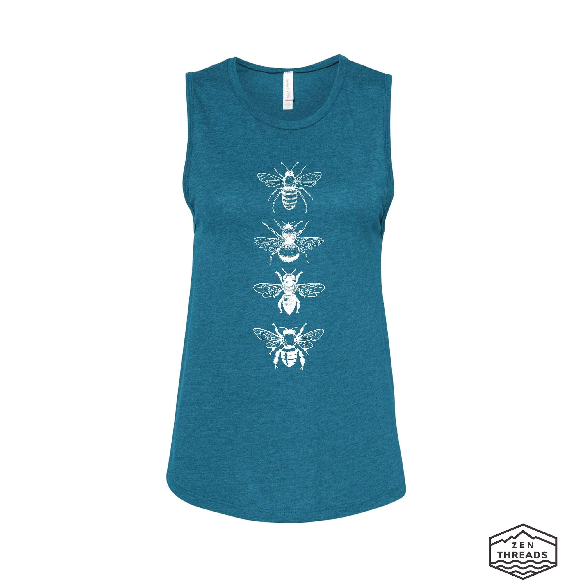 Womens BEES Flowy Muscle Tank workout fitness tee Insect hornet honey Nature Lover beekeeper t-shirt