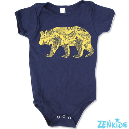 California BEAR Baby One-Piece Eco printed (+ Color Options)