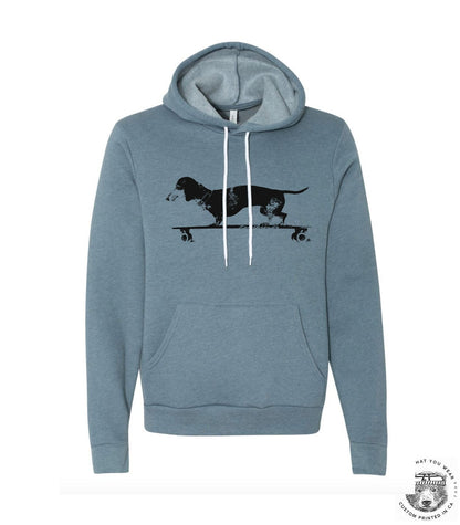 Unisex Longboard DACHSHUND Doxie Weiner Dog Fleece Pullover Hoody Sweatshirt (+ Color Options)
