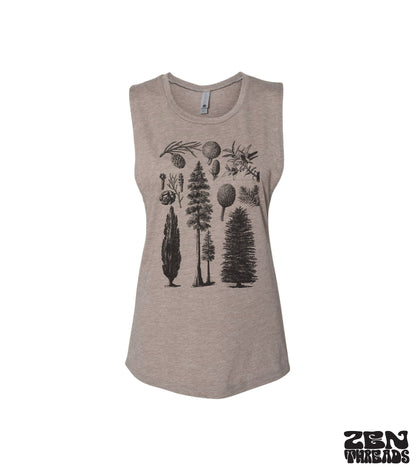 Womens PINES Muscle Tank workout fitness tee Pine Trees Nature Lover Hiking t-shirt redwoods forest camping outdoors yoga gym sleeveless top