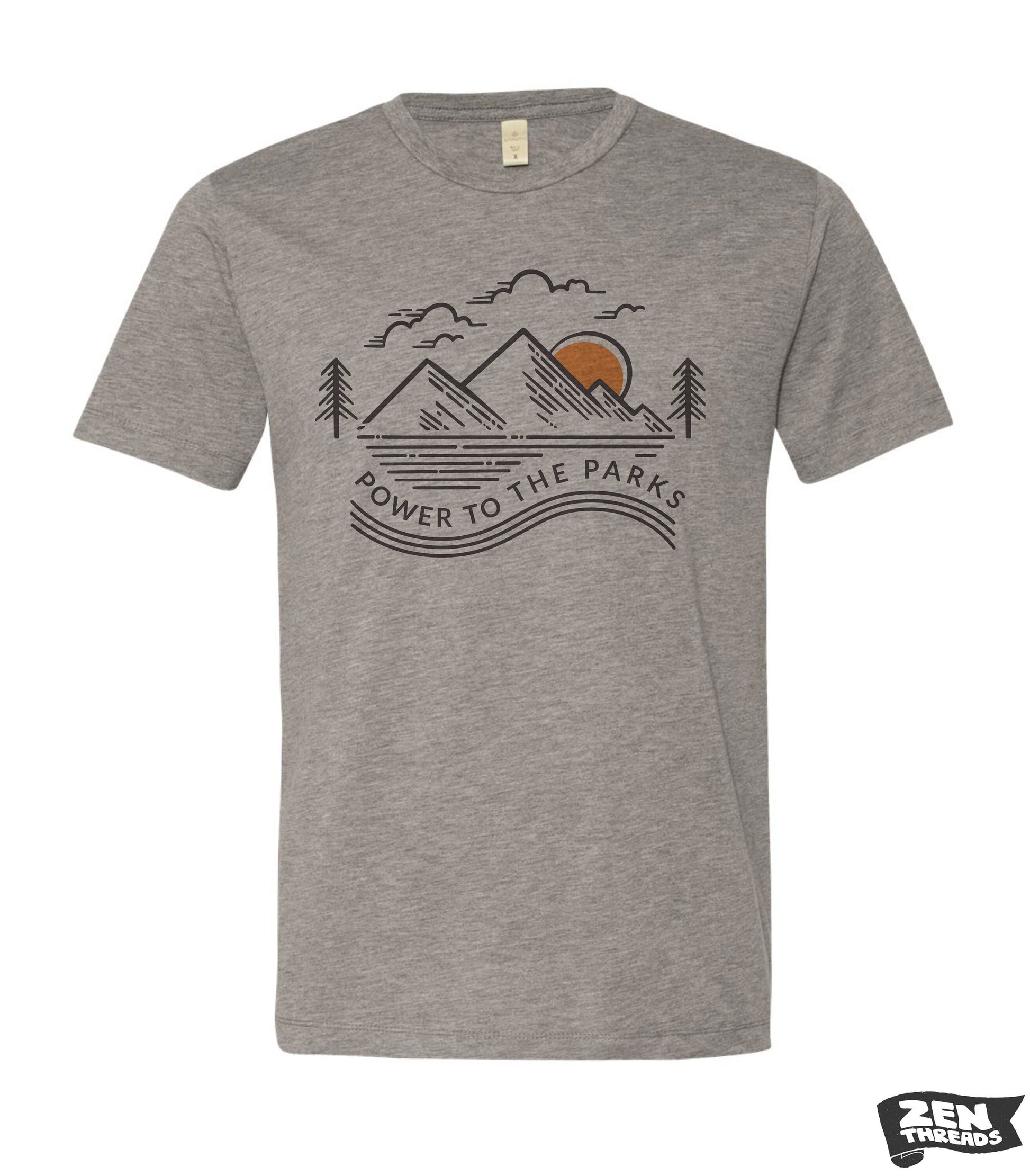Power To The PARKS Unisex Bella Canvas t shirt printed custom tee Zen Threads national parks city town state pride hiking camping adventure