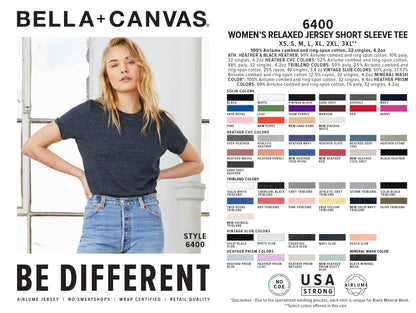 Womens BEES stack boyfriend fir relaxed jersey crew neck T-shirt Zen Threads + Bella Canvas 6400 beekeeper apiarist honey