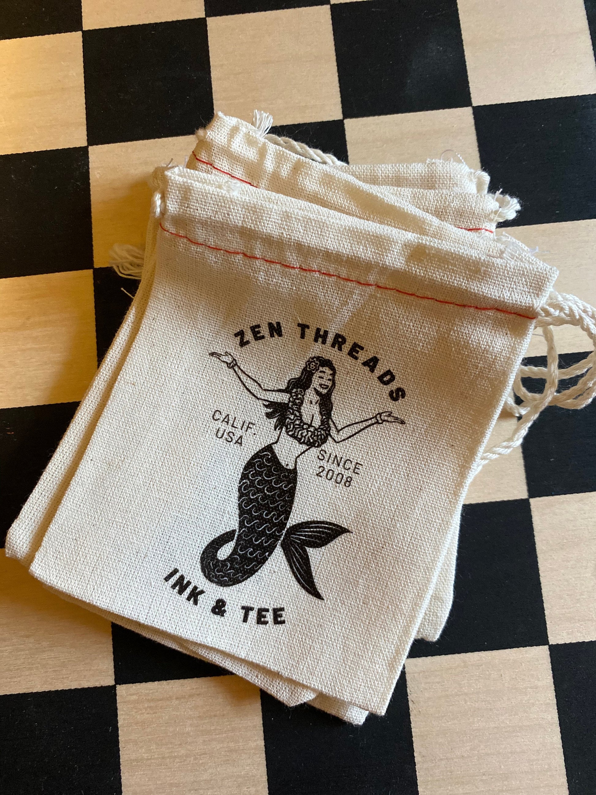 Custom Logo Gift Bags - Small Cotton Drawstring – Zen Threads