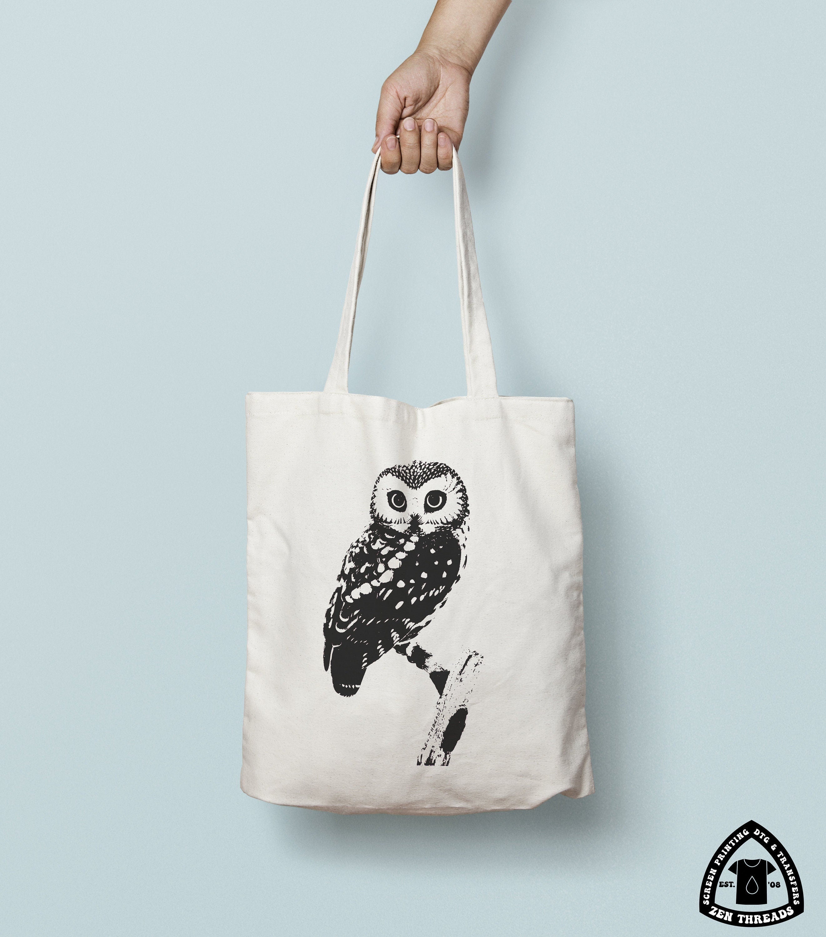 OWL Eco Friendly Market Tote Bag printed Ships FREE