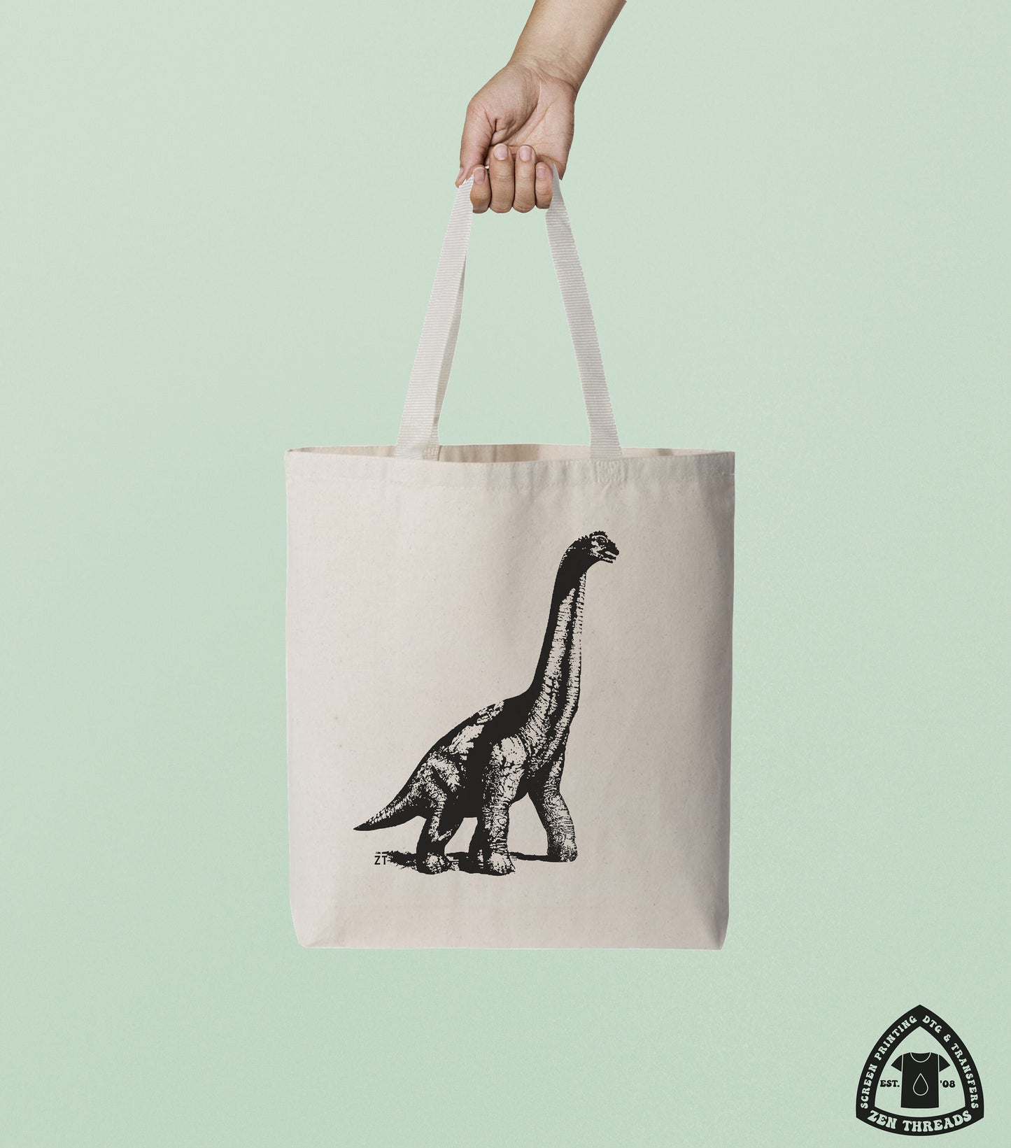 DINOSAUR Eco-Friendly Market Tote Bag Eco printed brontosaurus jurassic (Ships FREE!)