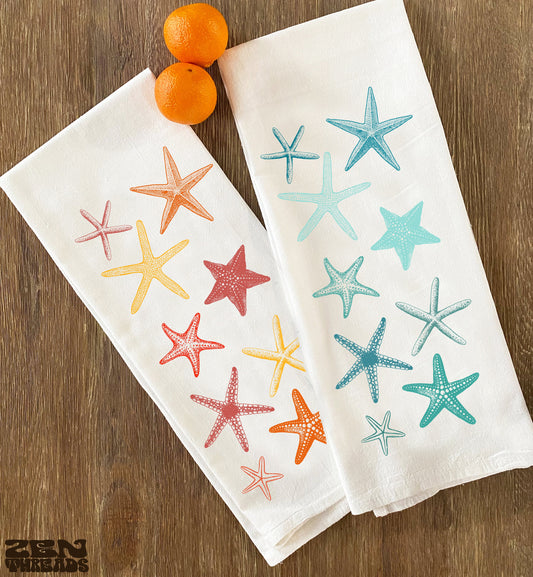 Starfish Large Flour Sack Towel 28x33 Bar Kitchen Gift Organic Natural Cotton tea towel gift