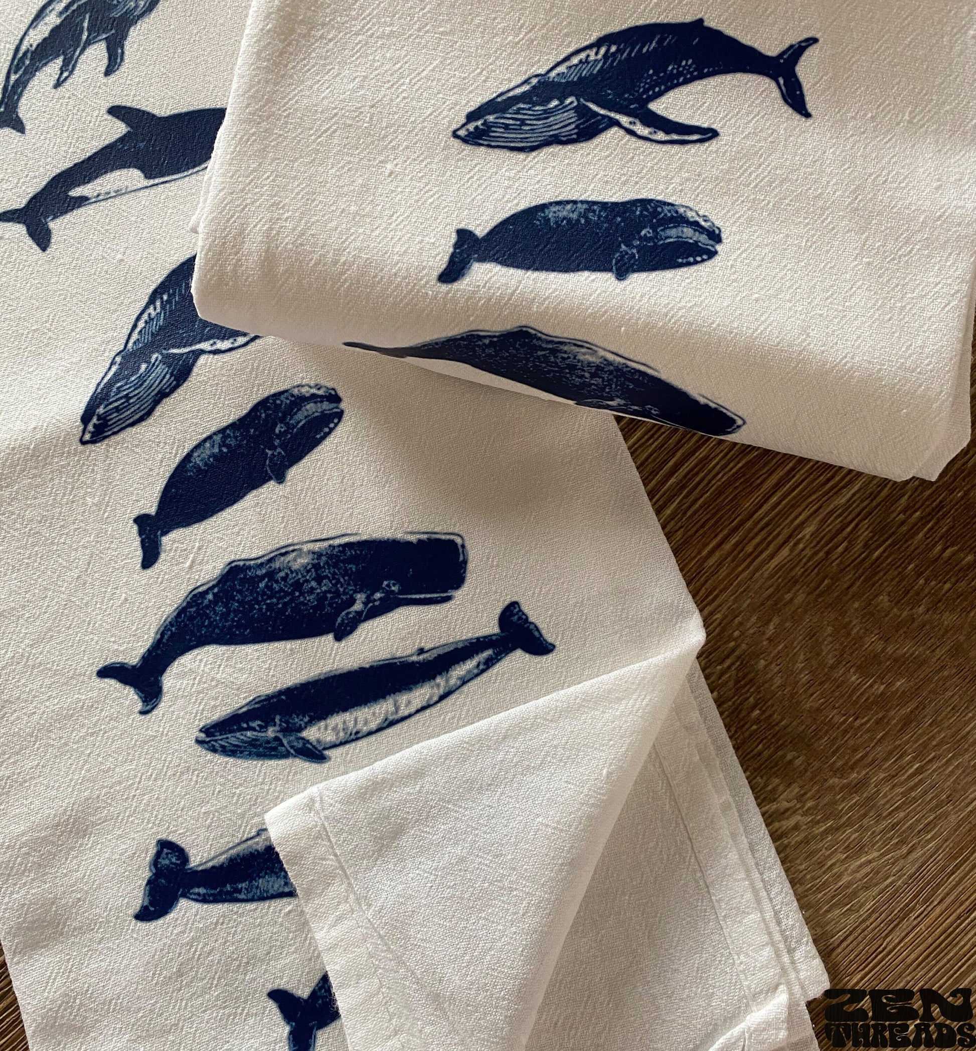 WHALES CollectionFlour Sack Kitchen Towels Flour Sack Bar Towels Natural Cotton tea towel gift