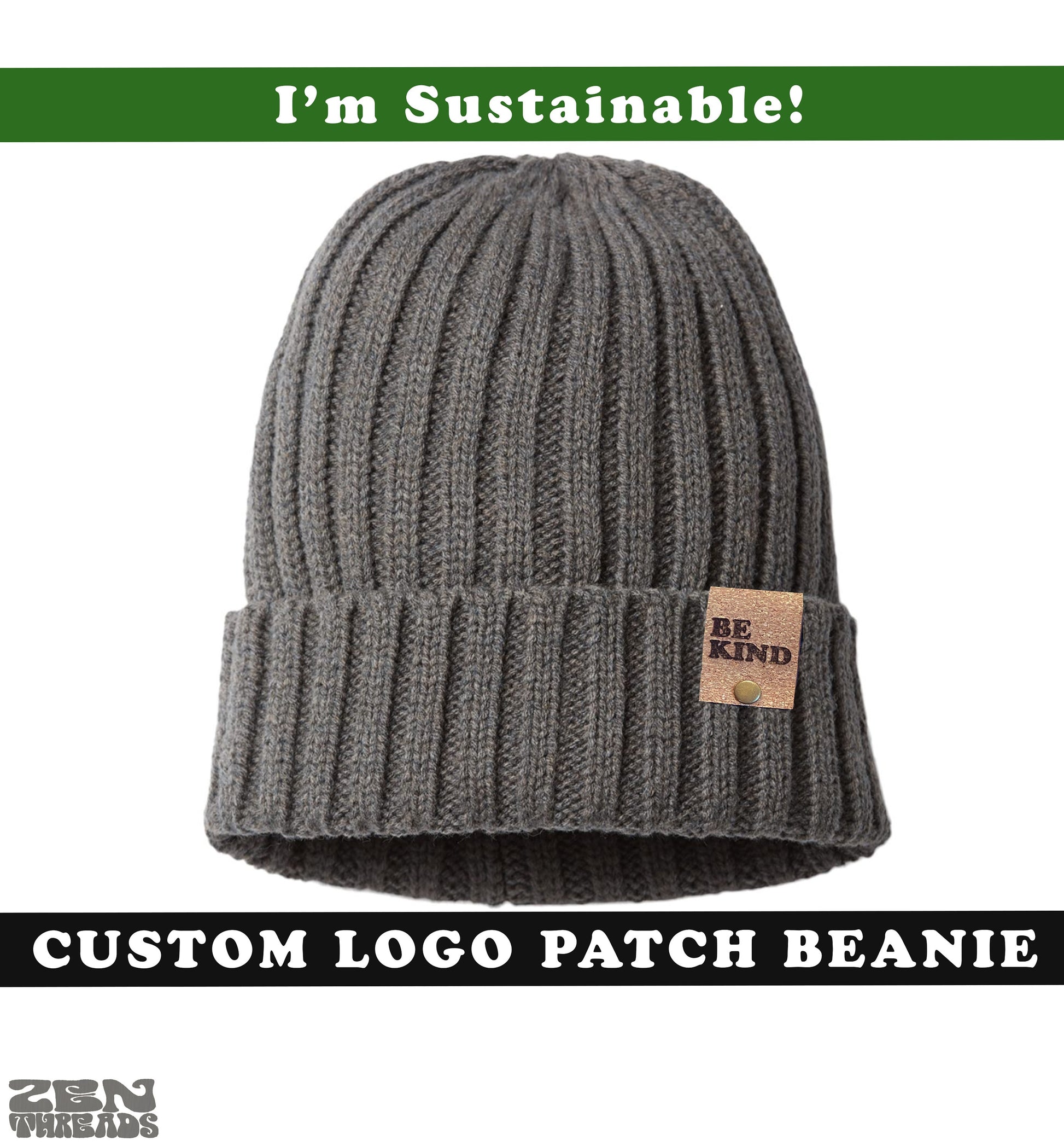 Sustainable CUSTOM PATCH Beanie Leather leatherette vegan laser engraved customized initials personalized hat logo business swag tag hat