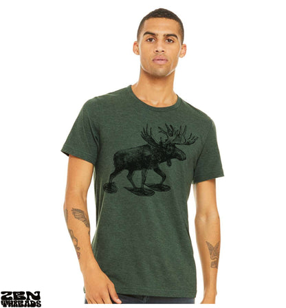 MOOSE (in Snow Shoes) Unisex t shirt Bella Canvas printed tee elk maine new hampshire vermont mountains forest snowshoe funny animal shirt