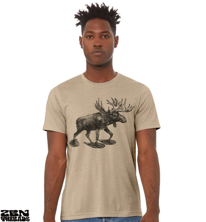 MOOSE (in Snow Shoes) Unisex t shirt Bella Canvas printed tee elk maine new hampshire vermont mountains forest snowshoe funny animal shirt