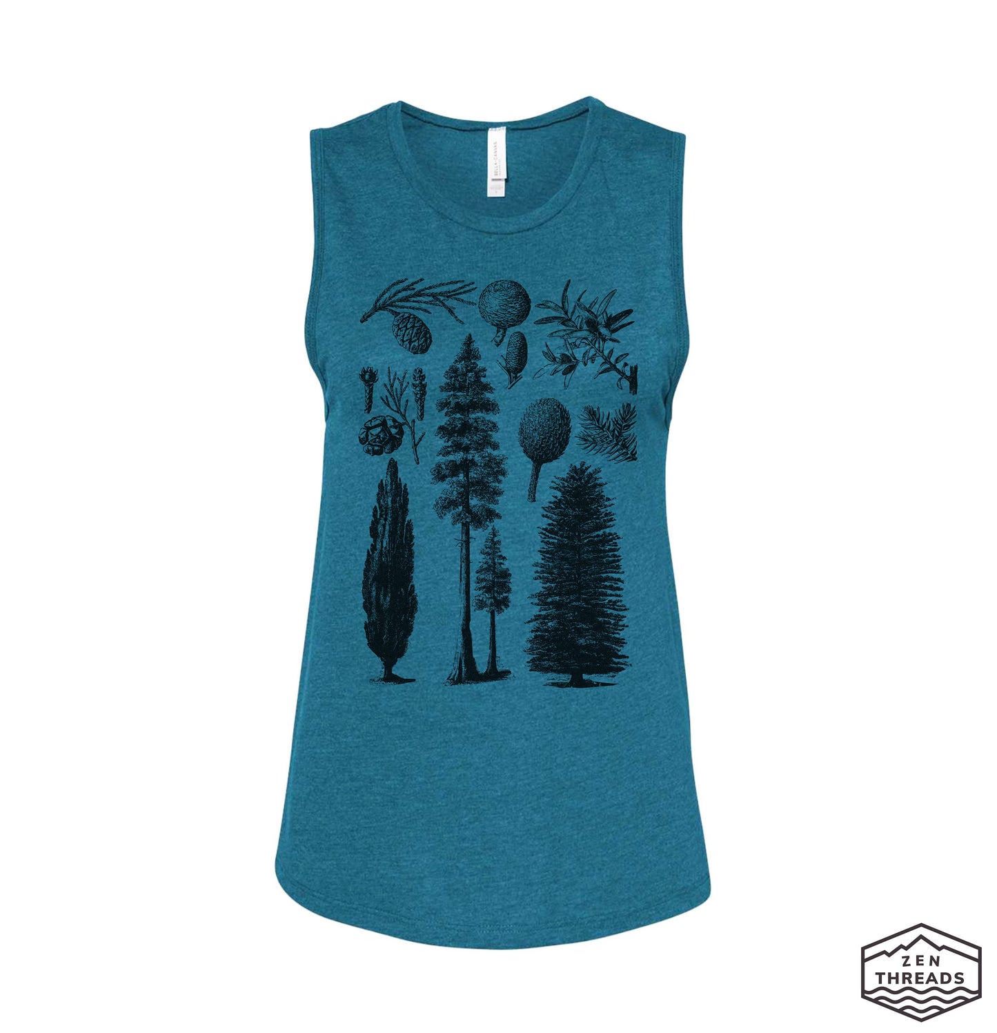 Womens PINES Muscle Tank workout fitness tee Pine Trees Nature Lover Hiking t-shirt redwoods forest camping outdoors yoga gym sleeveless top