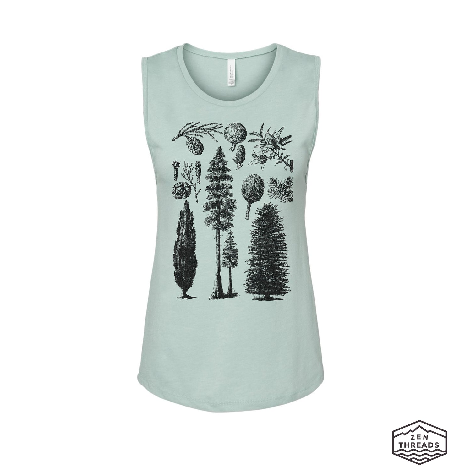 Womens PINES Muscle Tank workout fitness tee Pine Trees Nature Lover Hiking t-shirt redwoods forest camping outdoors yoga gym sleeveless top
