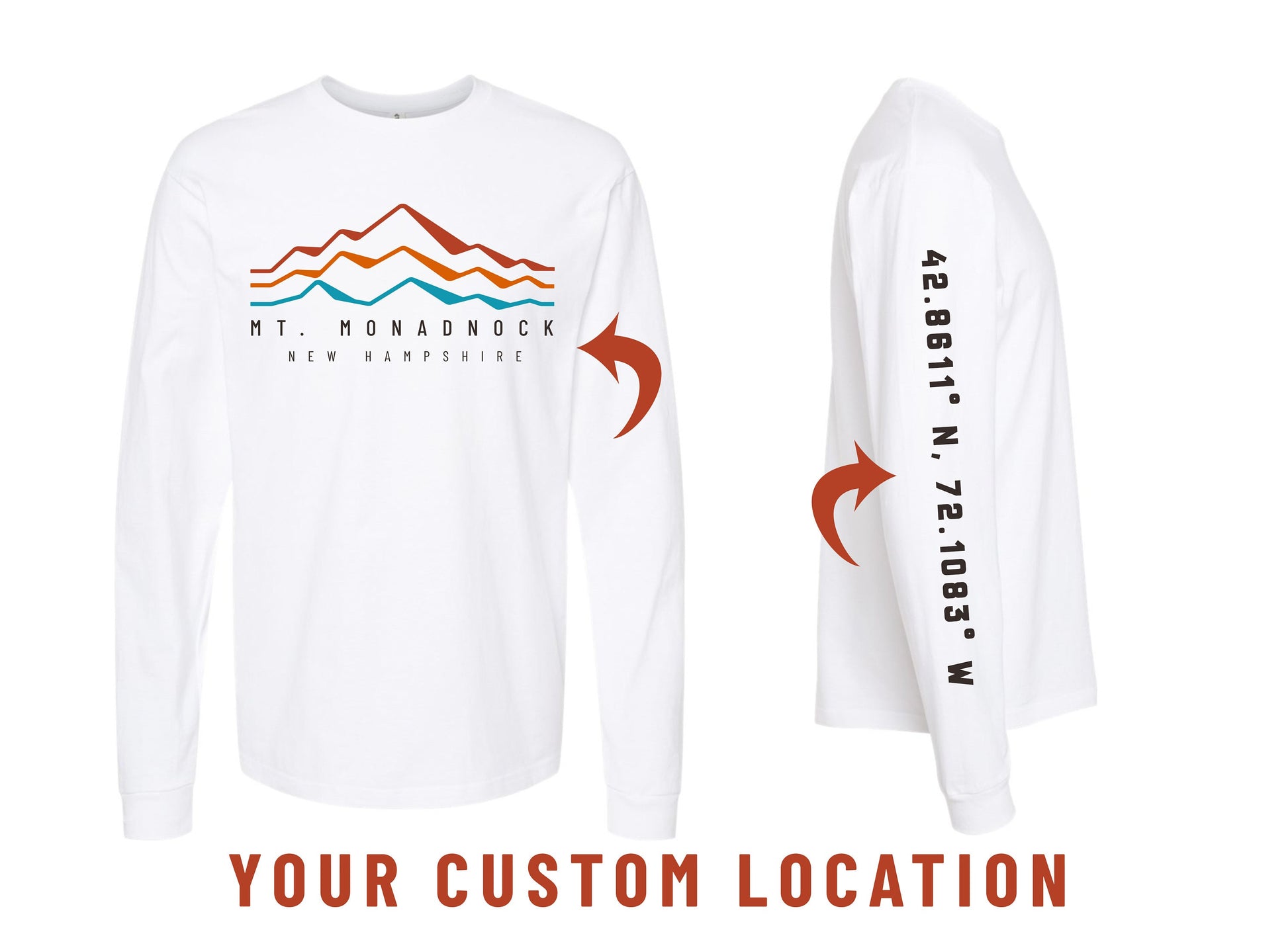 Custom Location Coordinates Long Sleeve T-Shirt Any place hometown pride vacation tee home latitude longitude geography shirt gift men women