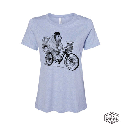 Womens Boyfriend Tee BOOK BEAR relaxed jersey T-shirt Zen Threads + Bella Canvas 6400