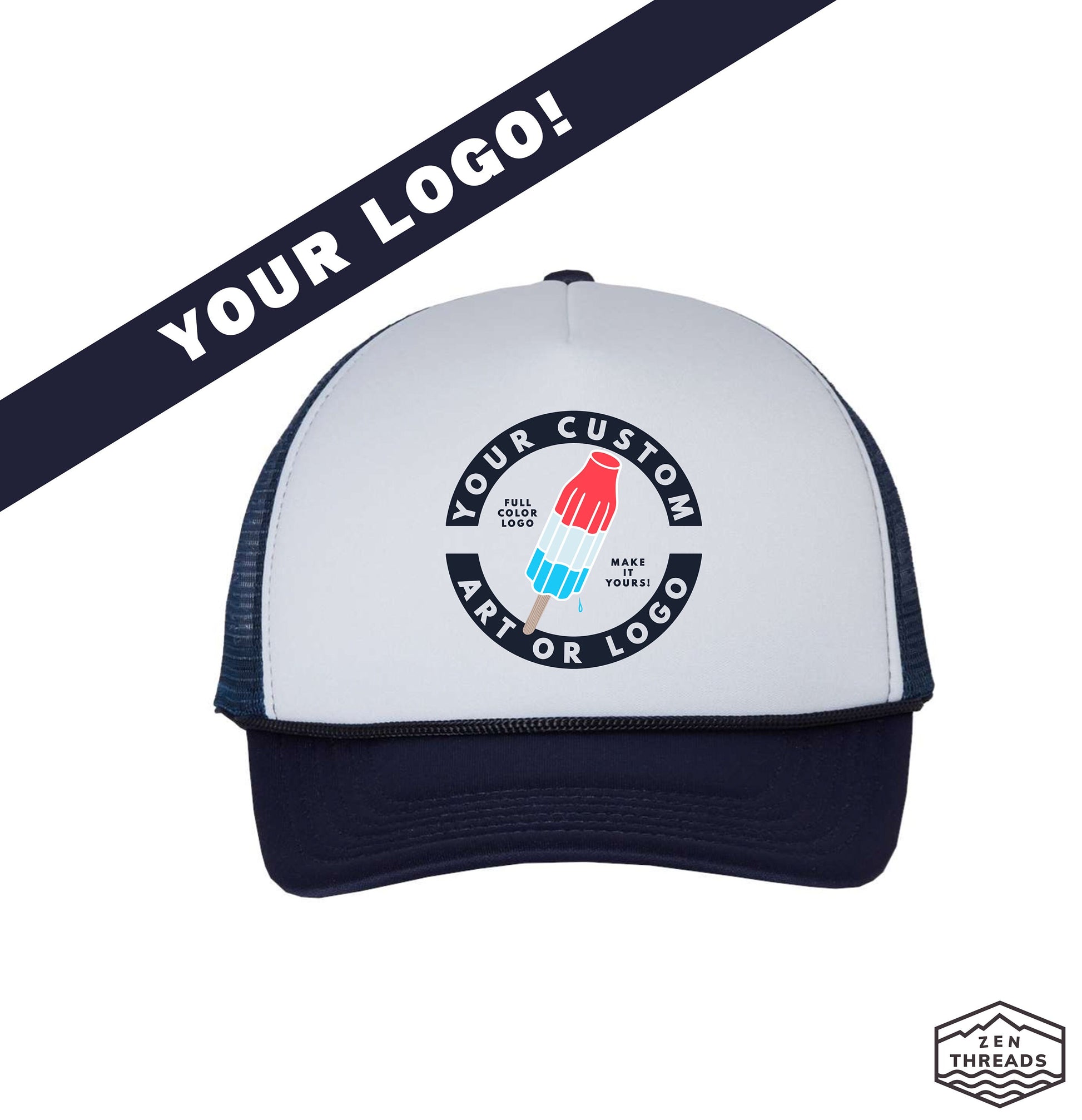 Custom Trucker Old school foam front mesh back unisex one size adjustable your logo printed full color team cap group matching bulk rate
