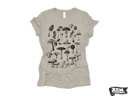 Womens Boyfriend Tee FUNGI Mushroom Collection relaxed jersey T-shirt Zen Threads + Bella Canvas 6400