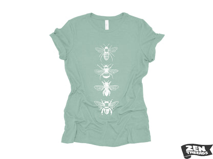 Womens BEES stack boyfriend fir relaxed jersey crew neck T-shirt Zen Threads + Bella Canvas 6400 beekeeper apiarist honey