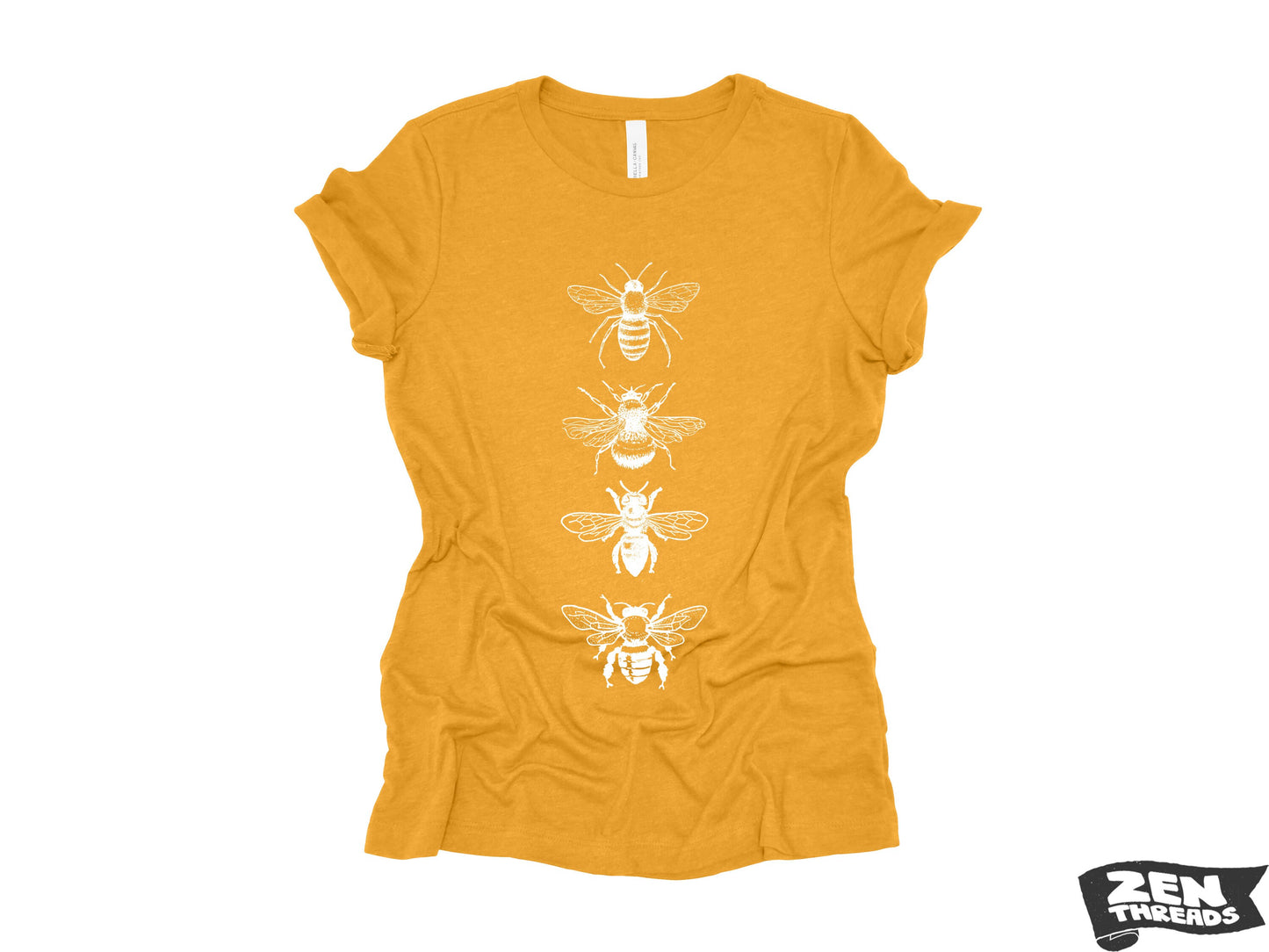 Womens BEES stack boyfriend fir relaxed jersey crew neck T-shirt Zen Threads + Bella Canvas 6400 beekeeper apiarist honey