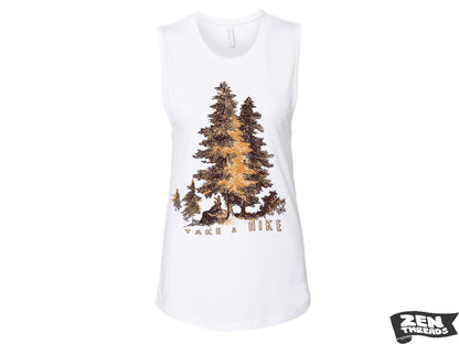 Womens TAKE A HIKE Yoga Shirt Muscle Tee Tank hiking nature lover Zen Threads workout outdoors camping cute redwoods