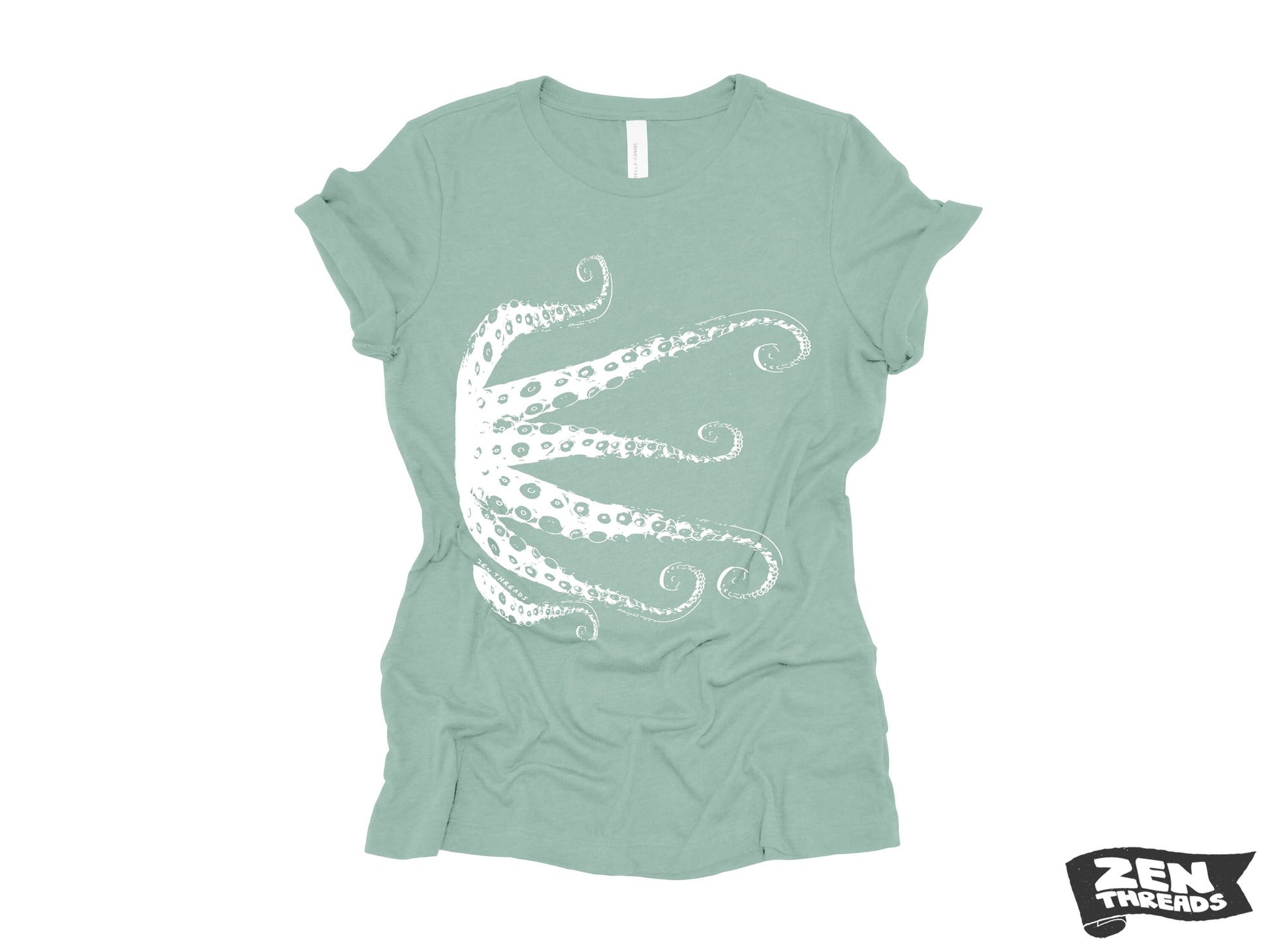 Womens OCTOPUS Tentacles squid eco printed tee t-shirt (+ Colors Available) custom ladies relaxed crew neck shirt ocean lover graphic