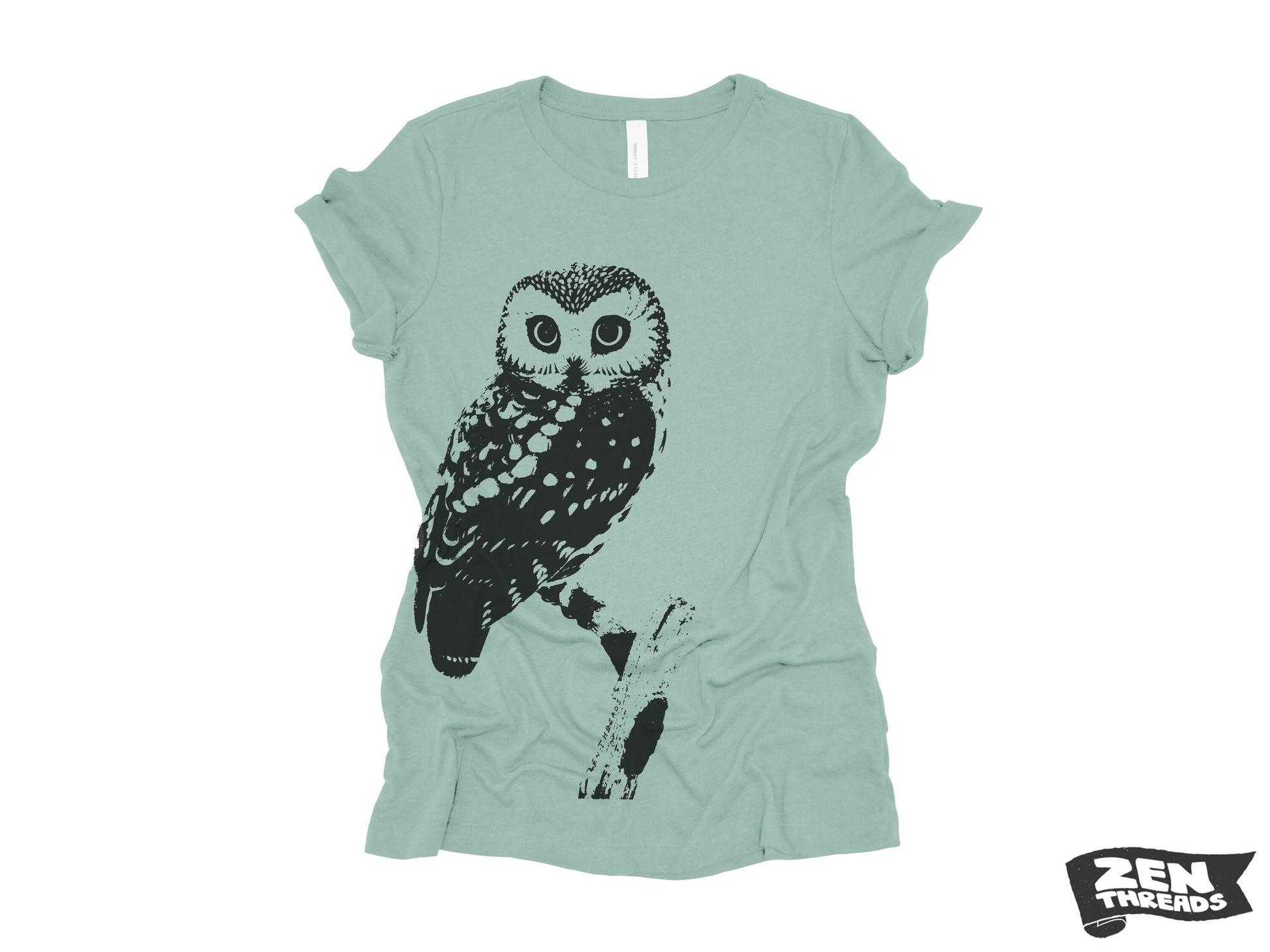 Womens OWL vintage soft eco print relaxed fit ladies boyfriend T-Shirt (+ Colors) custom bird watching forest hiking camping nature animal
