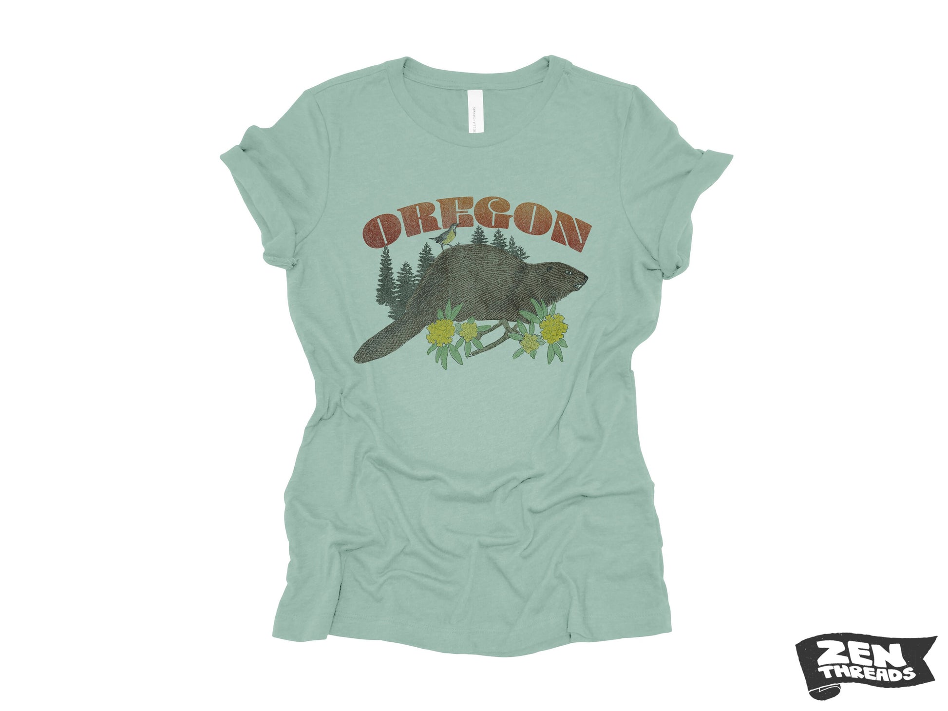 Womens OREGON state beaver Relaxed jersey T-Shirt eco printed (+ Colors) custom ladies ladies boyfriend tee vintage print Portland Bend OR
