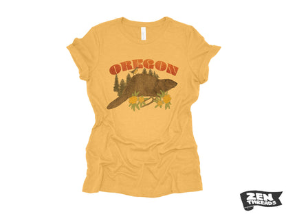 Womens OREGON state beaver Relaxed jersey T-Shirt eco printed (+ Colors) custom ladies ladies boyfriend tee vintage print Portland Bend OR